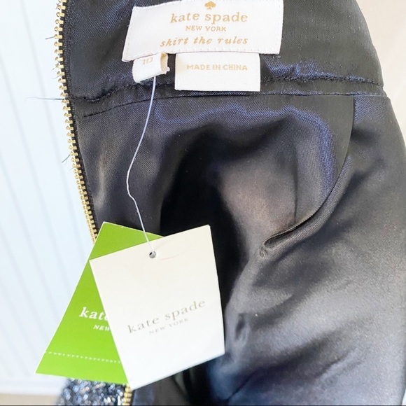 NWT Kate Spade Black Fuzzy Shimmer Robbie Mini Skirt Size 10 - Picture 6 of 9